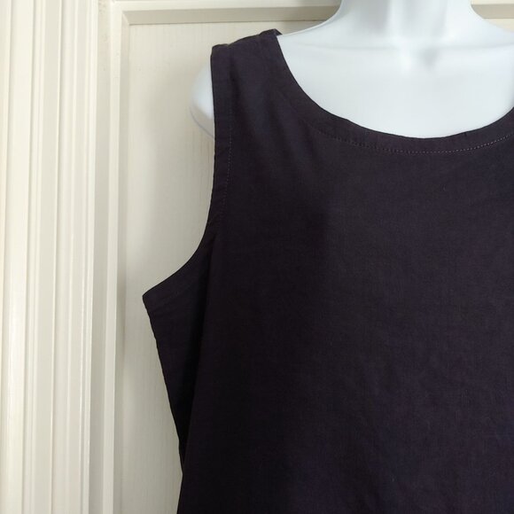 Eileen Fisher Black Linen Blend Shift Dress Lagom Cottage Lagonlook Stretch L - Picture 3 of 14